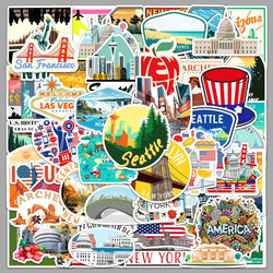 10/50Pcs USA American New York Travel Stickers Aesthetic Decals DIY Luggage Phone Motorcycle Car Bike Laptop Kids Sticker Toy (Online Order Only)