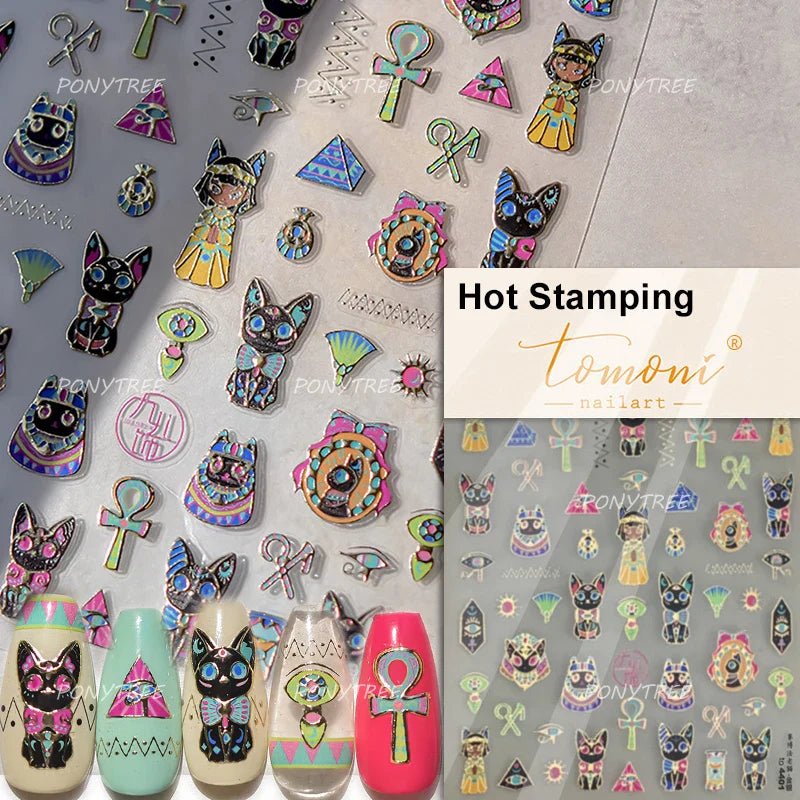 Cute Lovely Red Apple Core Black Kitten Cat's Paw Bread Slices Fruit Star Soft Relief Adhesive Nail Art Sticker Manicure Decals (ONLINE ORDER ONLY)