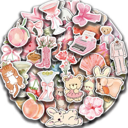 50PCS Kawaii Pink Sticker Aesthetic PVC School Stationery Children's Sketchbook Diary Laptop Scrapbook Supplies for Kids (Online Order Only)