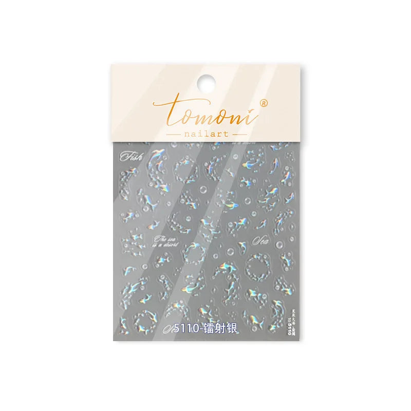 Ocean Elements Starry Sea Shoal of Fish School Water Bubbles Water Bubbles Adhesive Nail Art Decoration Sticker Manicure Decals (Online Order Only)