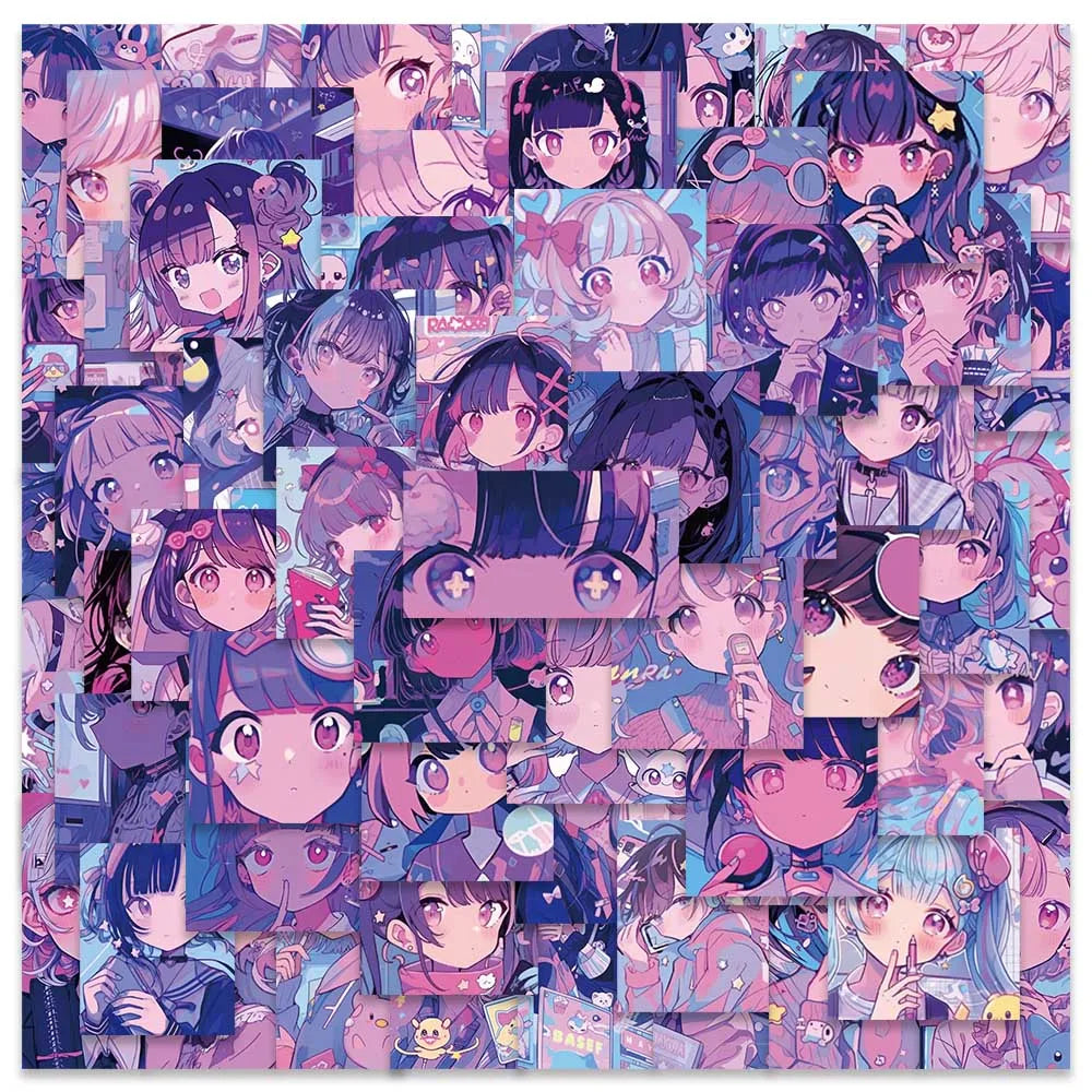 61PCS Kawaii Anime Girl Stickers for Notebook, Phone, Laptop, Suitcase Decoration (Online Order Only)