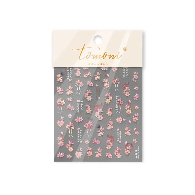 Antique Pear Blossom Peach Blossom Flower Swallow Pattern Adhesive Nail Art Stickers Spring Vibrant and Lively Manicure Decals (ONLINE ORDER ONLY)