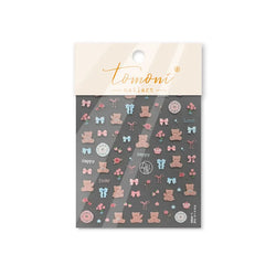 Charming Cherry's Cake Cute Bowknot Pink Blue Bear Flower Bouquet Strawberry Adhesive Nail Art Sticker Rhinestone Manicure Decal (Online Order Only)