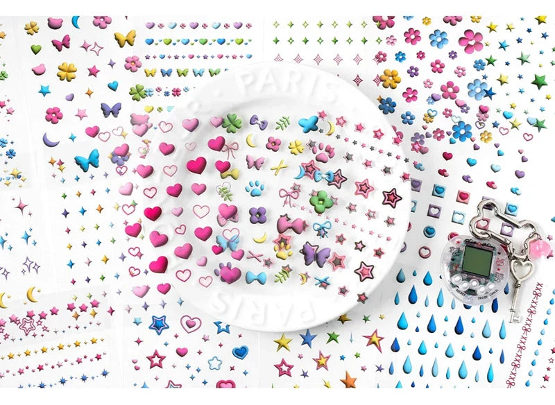 20Pages/piece Korean Ins Starlight Dot Series Decorative Stickers Phone Case Laptop DIY Idol Photocard Kawaii Journal Sticker (Online Order Only)