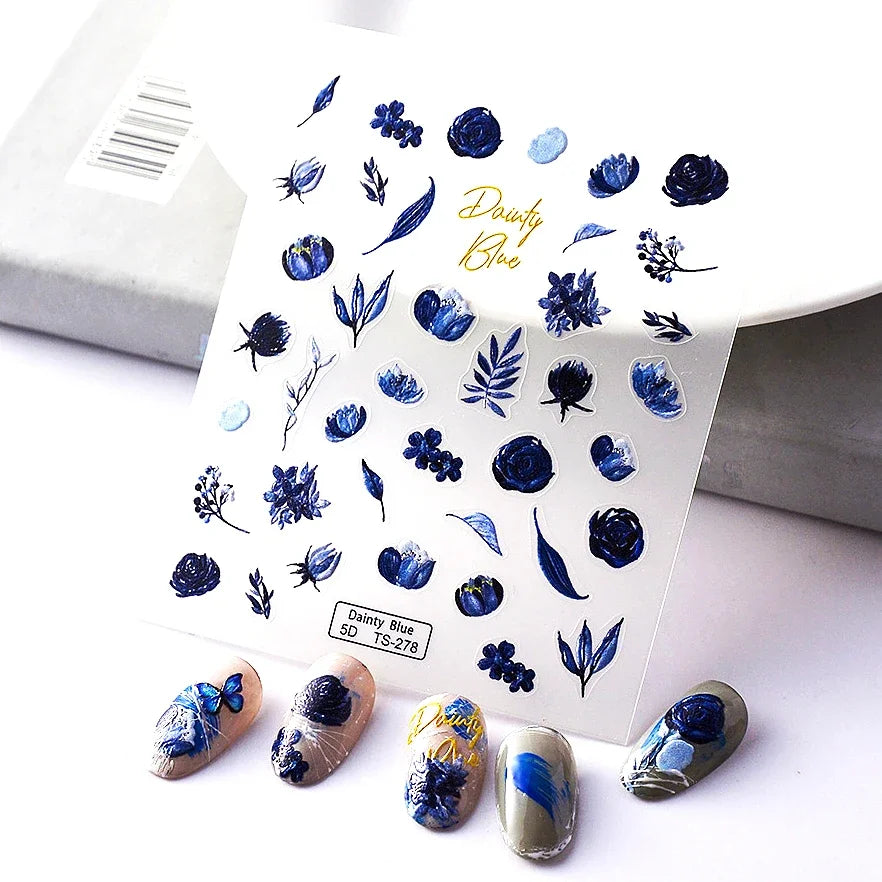 Chic Dragonfly Spider Insect Butterfly 3D Self Adhesive Nail Art Decoration Sticker Heart Puppy Flower Manicure Decal Y2K Flower (ONLINE ORDER ONLY)