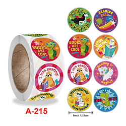 500 Pcs/Roll English Cartoon Animal Stickers Teacher Reward Students Stickers Self-adhesive Stationery Stickers (Online Order Only)