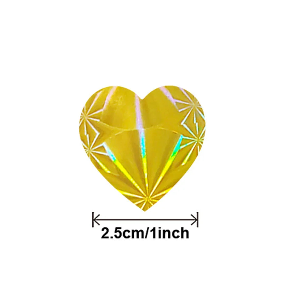100-500pcs Glitter Heart Stickers Valentine's Day Sparkling Heart Stickers Holiday Party Decoration Seal Label (Online Order Only)