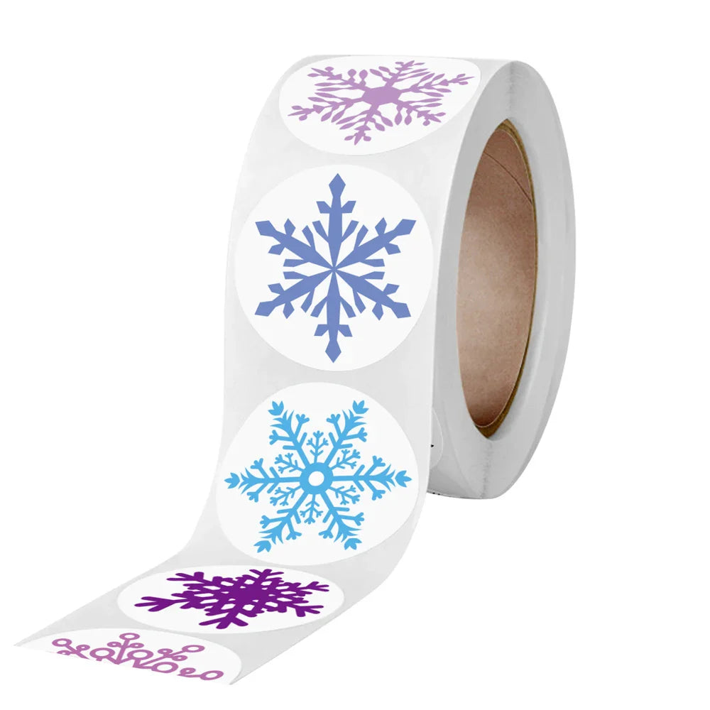100-500pcs Color Snowflake Merry Christmas Sticker Gift Envelope Sealing Label Decoration Stationery Sticker 2.5cm (ONLINE ORDER ONLY)