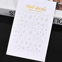 Gold Silver Wing Nail Art Stickers 3D Metal Chain Heart Love Sun Moon Star Gel Polish Adhesive Manicure Slider Decor Accessories (ONLINE ORDER ONLY)
