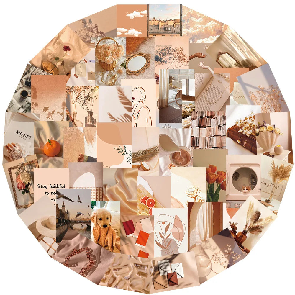 Beige Retro Stickers 10/30/52Pcs for Suitcase, Skateboard, Laptop, Luggage, Phone, Car, DIY Decal (ONLINE ORDER ONLY)