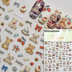 Pink Transparent Strawberry Leopard Print Metal Silver Fruit Lovely Self Adhesive Nail Art Stickers 5D Manicure Decals Wholesale (ONLINE ORDER ONLY)