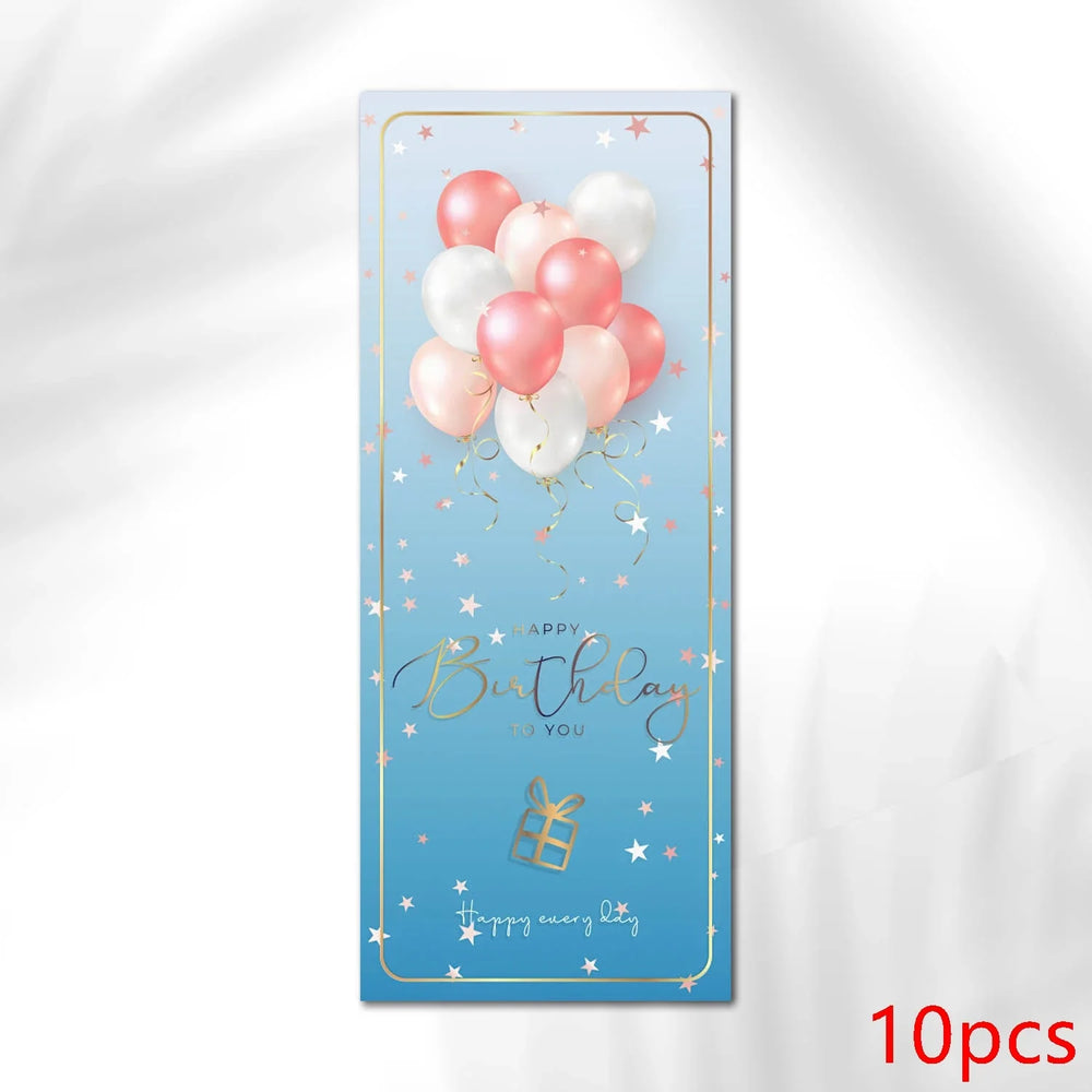 10-30pcs "Happy Birthday To You" Stickers 6*15cm Pink Blue Black Birthday Gift Package Decor Seal Labels Exquisite Stickers (Online Order Only)