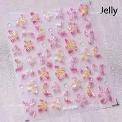 Charm Pink Yellow Flower Petal Stamen Stamen Peony Self Adhesive Nail Art Decorations Stickers Shiny Rhinestone Manicure Decals (ONLINE ORDER ONLY)