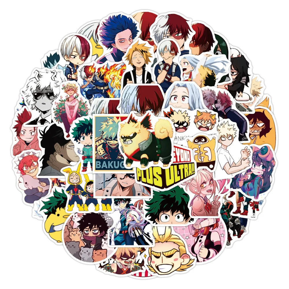 50PCS My Hero Academia Anime Stickers Waterproof for Fridge Guitar Mug Skateboard Decor (ONLINE ORDER ONLY)