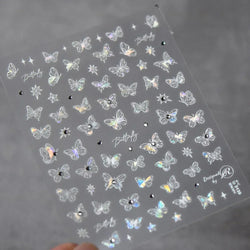 Charming Blue Sparrow Feather Rhinestone Wings Peacock Sparrow Dreamy Jelly Stars Self Adhesive Nail Art Stickers Manicure Decal (ONLINE ORDER ONLY)