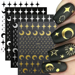 4pcs Roman Letter Design Nail Stickers Golden/Silvery/Black/White Alphabet Design Self Adhesive Decal English Words DIY Manicure (Online Order Only)