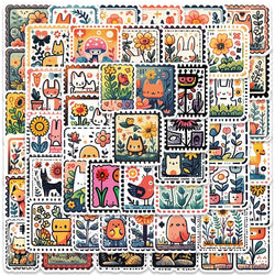 10/30/50PCS Cute Cartoon Stamp Flower Animal Stickers DIY Skateboard Phone Bike Suitcase Laptop Notebook Bike Kids Sticker Toys (ONLINE ORDER ONLY)