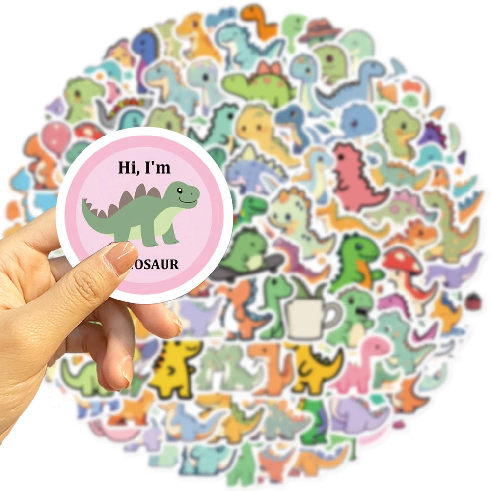 100PCS Cartoon Small Dinosaur PVC Sticker Aesthetic Children's Decoration Scrapbooking Stationery School Supplies for Kids﻿ (ONLINE ORDER ONLY)