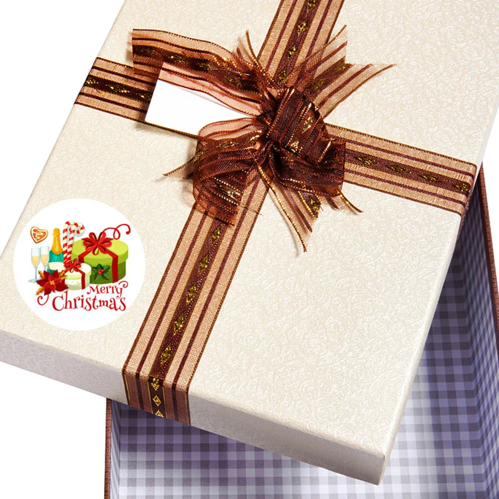 100-500pcs Christmas Gift Decorative Stickers 1 Inch Round Thank You Labels Handmade Candy Biscuits Packaging Christmas Sticker (ONLINE ORDER ONLY)
