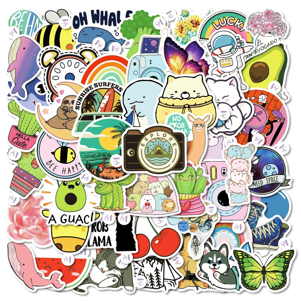 50Pcs Cartoon Graffiti Stickers for Helmet, Wall, DIY Decoration (Online Order Only)