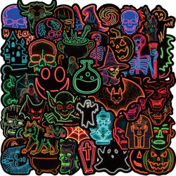 Neon Horror Halloween Cartoon Stickers Waterproof Skateboard Laptop Car Phone Motorcycle 10/30/50pcs (Online Order Only)