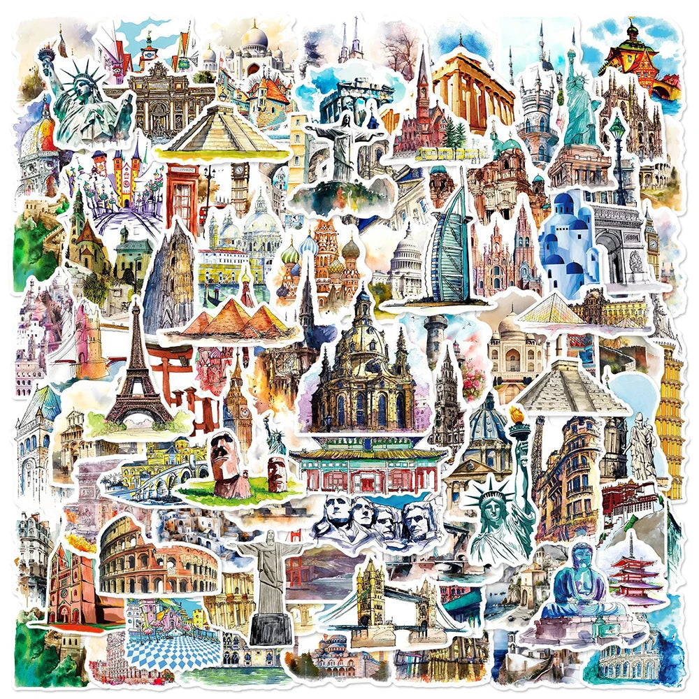 World Landmark Graffiti Stickers - 10/30/50/100pcs Laptop Phone Car Decor (ONLINE ORDER ONLY)