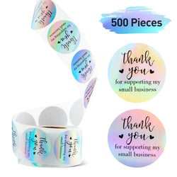 50-500pcs Rainbow Laser Business Label Stickers Paper Cute Thank You Stickers for Small Business Seal Labels Stationery Sticker (ONLINE ORDER ONLY)