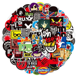 Classic Rock Band Stickers: 10/50/100pcs for Helmet, Guitar, Phone, Laptop, Motorcycle, Luggage (ONLINE ORDER ONLY)