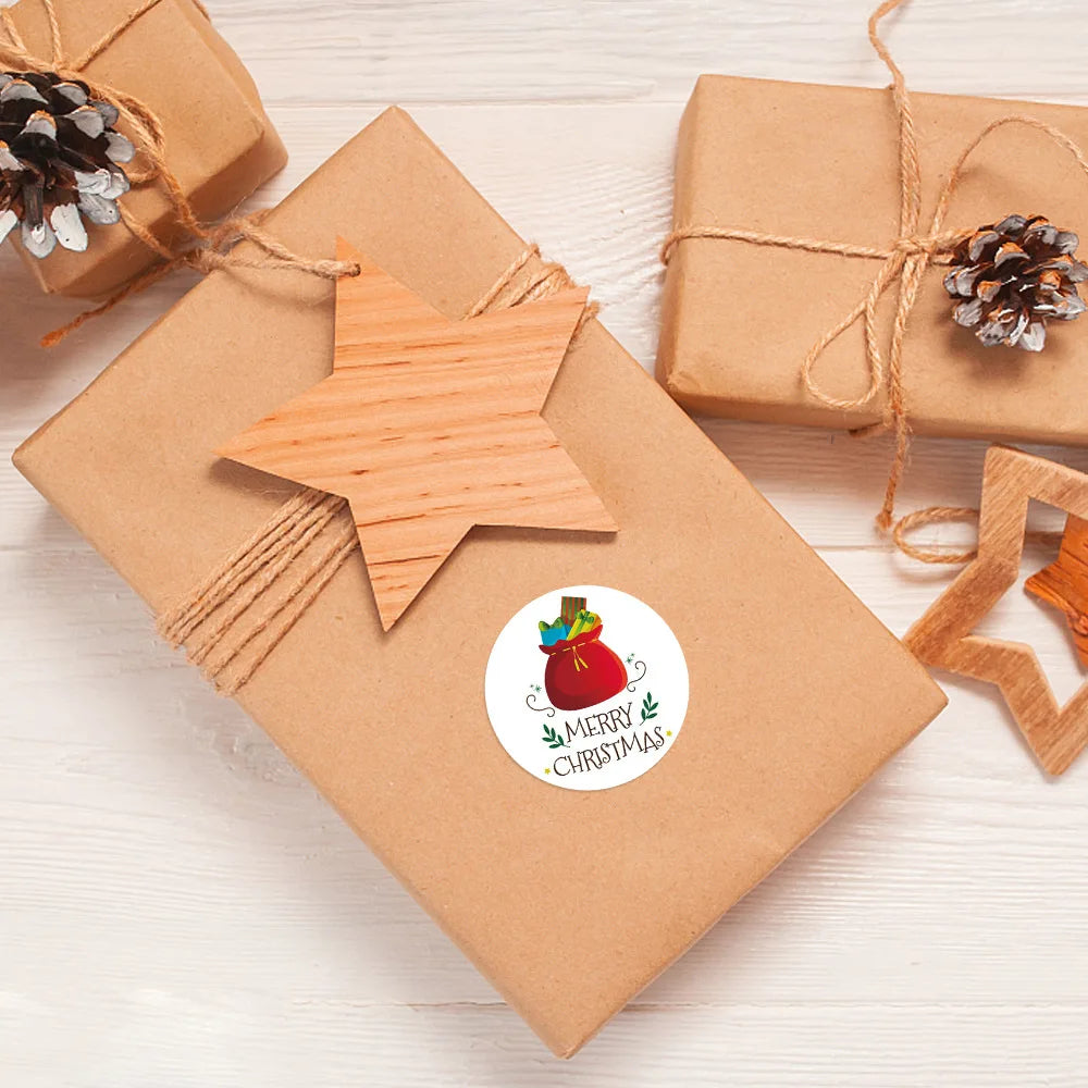 100-500pcs White Merry Christmas Sticker Holiday Party New Year Decoration Gift Box Seal Sticker Baking Label Packaging Sticker (ONLINE ORDER ONLY)