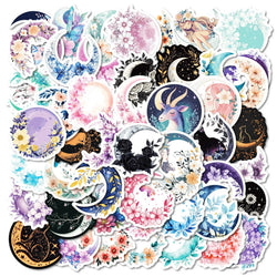 50Pcs Cartoon Moon Graffiti Stickers for Helmet Wall DIY Decoration (ONLINE ORDER ONLY)