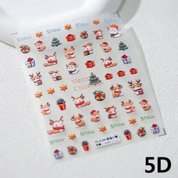 Snowman Apple Stars Gift Bell Snowflake Christmas Tree 3D Jelly Self Adhesive Nail Art Stickers Santa Claus Xmas Manicure Decals (ONLINE ORDER ONLY)