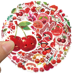 50pcs Cute Cartoon Fruit Cherry Stickers Waterproof Graffiti For Luggage Laptop Guitar Phone Skateboard Vinyl Decals (Online Order Only)