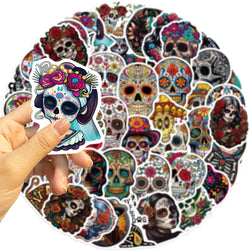 Day of the Dead Skull Stickers Waterproof for Scrapbook, Laptop, Guitar, Car, Bike, Skateboard (Online Order Only)