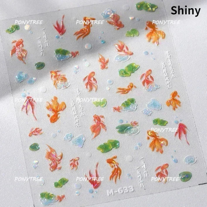 Hot Stamping Laser Shell Conch Starfish Pearl Whale Coral Dolphin Summer Beach Sea Wave Jellyfish Bubble Nail Art Stickers Decal (ONLINE ORDER ONLY)