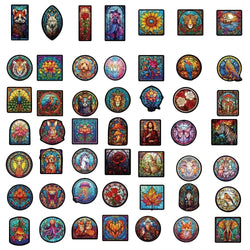 10/50Pcs Stained Glass Graffiti Stickers Car Guitar Motorcycle Laptop Refrigerator Luggage Suitcase DIY Decal Waterproof Sticker (ONLINE ORDER ONLY)