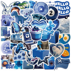 Dark Blue Aesthetic Stickers Pack: Cartoon Decals for Skateboard, Phone, Bike, Fridge, Graffiti (Online Order Only)