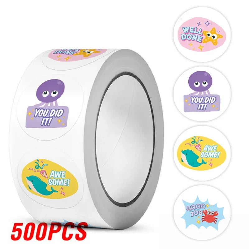 100-500pcs Cartoon Reward Stickers For Children School Encouragement Toy Gift Baking Party Decoration Label Stationery Sticker (ONLINE ORDER ONLY)