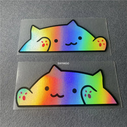 1 Pair Cute Cat Car Stickers Outside Decoration Applique Motocross Auto Truck Window Body Decal Reflective Laser (ONLINE ORDER ONLY)