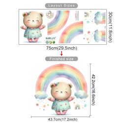 Cute Bear Rainbow Cloud Wall Stickers Removable Nursery Decor Decals (Online Order Only)