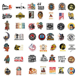 50PCS Mixed Welding Welder Graffiti Stickers For DIY Luggage Skateboard Waterproof DIY Cool Cartoon Decal Sticker Toys Gift (ONLINE ORDER ONLY)