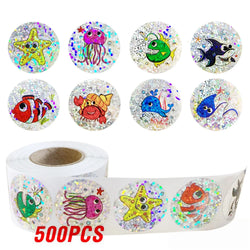100-500pcs Holographic Rainbow Label Cartoon Marine Animal Stickers Children DIY Handmade Scrapbooking Stationery Sticker (ONLINE ORDER ONLY)