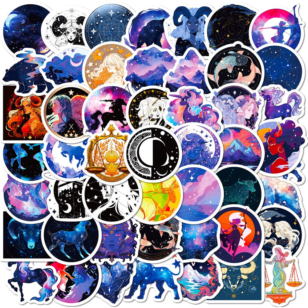 Constellation Moon Cartoon Stickers for Phone Laptop Luggage Skateboard Kids Toy (Online Order Only)