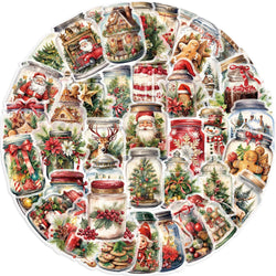50PCS Christmas Bottle Simple Decals Cute Stickers PET Material Aesthetic Phone Notebook Suitcase Laptop Fridge Wall Sticker﻿ (ONLINE ORDER ONLY)