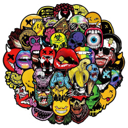 Graffiti Horror Grimace Stickers for DIY Scrapbooking, Phone, Laptop, Guitar, Luggage, Car, Skateboard, Helmet - 10/25/50pcs (ONLINE ORDER ONLY)