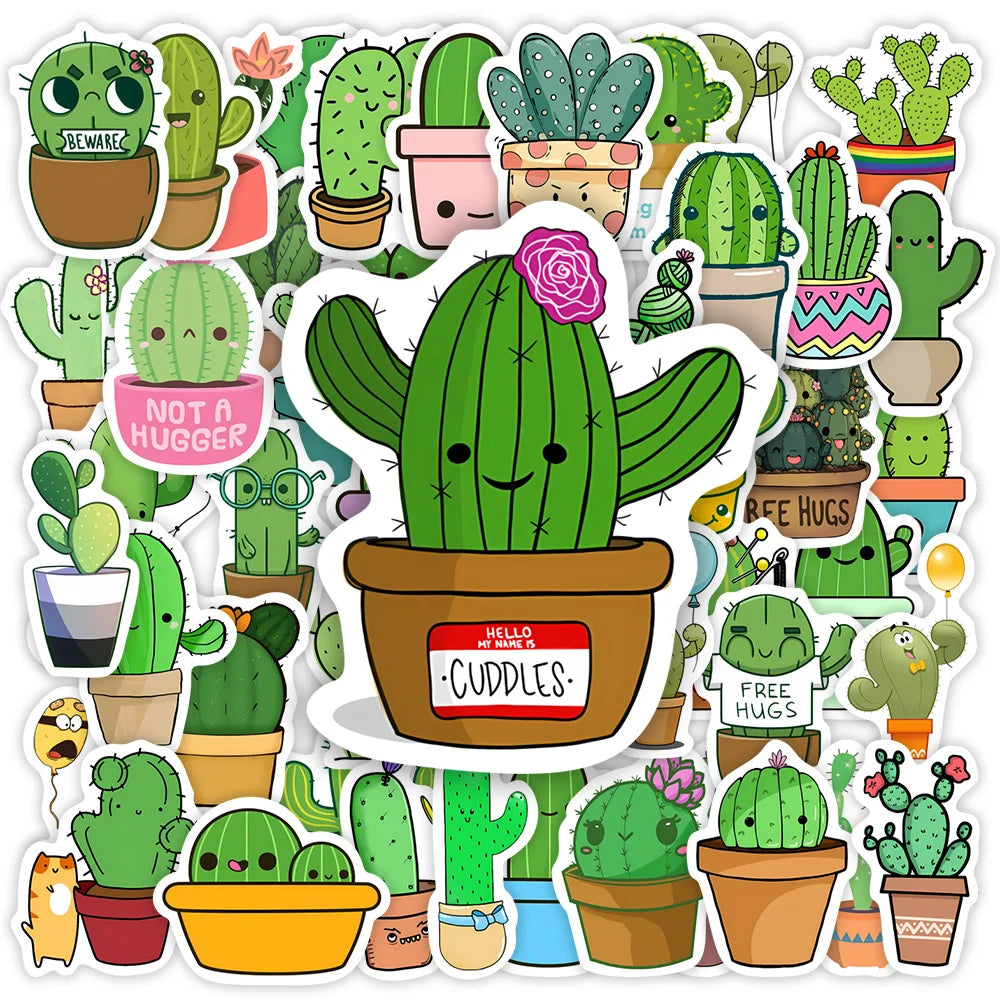 Cute Cartoon Cactus Stickers Funny Plant DIY Toy Gift Graffiti Decal for Phone Laptop Bottles Scrapbook Kids Waterproof Stickers (ONLINE ORDER ONLY)