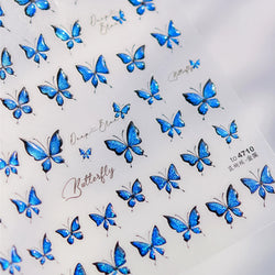 Charming Delicate Sapphire Color Blue Black Stroke Butterfly Jelly Relief Rhinestone Adhesive Nail Art Stickers Manicure Decals (Online Order Only)