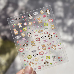 Fruits Apple Strawberry Animals Bear Dog Party Dream Flower Bone Rain Self Adhesive Nail Art Decoration Sticker Manicure Decals (Online Order Only)