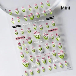 Charming Red Rose Phoenix Flower Wing Leaves Flower Feather Pearl Relief Embossed 5D Adhesive Nail Art Stickers Manicure Decals (ONLINE ORDER ONLY)