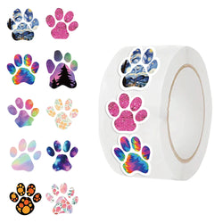 500pcs/Roll Creative Dog Paw Stickers Children Learning Reward Stationery Sticker Fashion Office School Decoration Seal Stickers (Online Order Only)