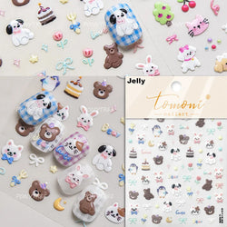 Cute Apple Fruit Dog Puppy Cat Kitten Adhesive Nail Art Sticker Charming Delicate Rhinestone Shiny Manicure Decals Nail Supplies (ONLINE ORDER ONLY)